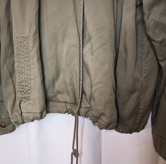 Gap Tencel Lyocell Olive Green Bomber Jacket Womens XL Snap Cinced Grunge - Picture 6 of 15
